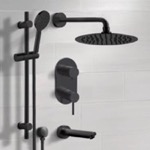 Remer TSR71 Matte Black Tub and Shower Set With Rain Shower Head and Hand Shower